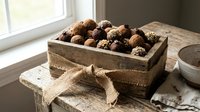 Walnuts in woven basket on rustic wooden surface with natural light, suitable for food photography, culinary blogs, recipe websites, and healthy eating content.