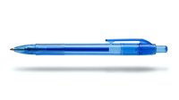 Bright blue ballpoint pen with retractable mechanism, isolated on white background, ready for design use on merchandise, packaging, and promotional materials.
