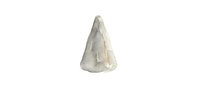 Isolated stone arrowhead or spearhead artifact on white background, suitable for educational materials, historical presentations, and archaeological design projects.