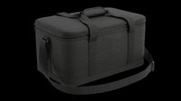 Black insulated cooler bag with shoulder strap, isolated on transparent background. Ready for clipart, print-on-demand, sublimation, t-shirt design, and product mockups.