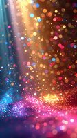 Magical colorful bokeh lights and glitter sparkles background with vibrant blue and pink gradient perfect for festive designs, holiday cards, and celebration themes.