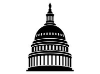 Capitol building silhouette isolated on white background, suitable for government, politics, law, education, and institutional design projects.