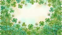 Watercolor green clover frame with white flowers on a soft background, forming a natural border with copy space for Saint Patricks Day.
