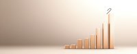 Growing golden bar chart with rising columns on beige background shows business growth and financial success trend in minimalist style.