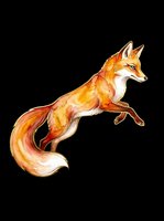 Stylized fox in mid-leap with warm orange and golden tones, isolated on transparent background. Ready for t-shirt designs, clipart, stickers, sublimation, and print-on-demand products.