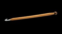 Wooden crochet hook with metal tip isolated on transparent background, ready for crafting clipart, t-shirt design, stickers, sublimation, and print on demand use.