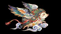 Ornate flying fox with elaborate feathered wings, decorative patterns, and mystical cloud elements isolated on transparent background. Ready for t-shirt design, clipart, stickers, sublimation, and print-on-demand projects.