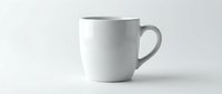 Blank white ceramic mug isolated on light background, ready for custom design, branding, and merchandise mockup applications.