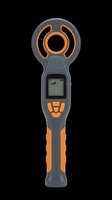 Electromagnetic field detector with digital display, gray and orange handle, isolated on transparent background. Ready for clipart, print-on-demand, sublimation, t-shirt design, and sticker applications.