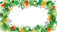 St. Patrick's Day frame with shamrocks, clovers and festive elements on white background. Holiday border design for greeting cards and decorations.