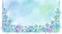 Watercolor paw prints and crosses border frame with soft blue, purple, and green gradient background, isolated on transparent background for pet care, veterinary, and animal charity design projects.
