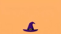 Witch hat with buckle on orange background, isolated design element for Halloween costumes, party invitations, and seasonal decorations.