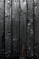 Dark wooden planks with glossy black paint or stain, featuring natural wood grain texture and nail holes. Perfect for moody architectural backgrounds or gothic design elements.