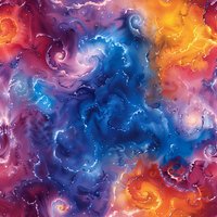Vibrant swirling abstract pattern in deep blue, orange and pink with luminous spiral effects creates dynamic cosmic atmosphere for creative backgrounds and designs.