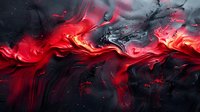 Abstract fluid art with vibrant red and black swirls creating dramatic movement against dark background. Dynamic paint flow texture for modern wall decor.