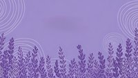 Purple lavender field background with decorative circular patterns and botanical silhouettes for aromatherapy wellness spa design projects.