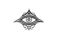 Mystical eye symbol with decorative tribal elements and geometric patterns in black silhouette design on white background, isolated for creative projects.