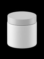 Cylindrical cosmetic jar with gray metallic lid isolated on transparent background, ready for product packaging design, sublimation, print-on-demand, and branding mockups.