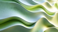 Abstract flowing waves in soft green and white tones create smooth undulating curves with light and shadow effects, suitable for modern business backgrounds.