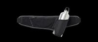 Black running belt with water bottle holder isolated on transparent background, ready for fitness apparel design, sublimation, print-on-demand products, and athletic merchandise applications.