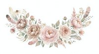 Watercolor floral arrangement with blush pink roses, peonies and eucalyptus leaves on transparent background. Isolated botanical clipart for wedding invitations.