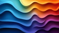 Vibrant wavy layers in rainbow colors create dynamic abstract background with smooth gradients and flowing curves. Modern design element for creative projects.