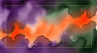 Abstract watercolor background with vibrant orange purple and green clouds flowing together in artistic blend for creative design projects.