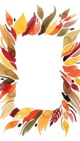 Watercolor autumn leaves frame with warm colors creating decorative border on white background for seasonal designs and fall themed projects.