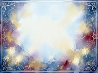 Magical glowing frame with ethereal light effects, golden sparkles, and mystical energy swirls in purple, blue, and warm tones. Ornate decorative border with snowflake motifs. Isolated on transparent background, ready for design overlays, invitations, and digital projects.