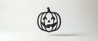 Black Halloween pumpkin jack-o-lantern silhouette with carved face isolated on white background for seasonal decorations and holiday designs.