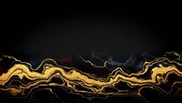 Abstract golden liquid waves flowing on black background creating luxury marble texture for premium design projects.