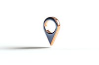 Metallic copper and black location pin marker floating on white background with soft shadow, isolated design element for maps and navigation.