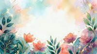 Watercolor floral frame with blooming flowers and green foliage on white background, ideal for greeting cards, invitations, and design projects.