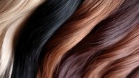 Smooth flowing hair strands in multiple colors from platinum blonde to black and auburn creating soft waves and transitions. For beauty and hair salon designs.