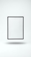 Blank black picture frame floating on white background, minimalist mockup for art, poster, or photo display presentation.