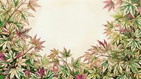 Colorful Japanese maple leaves in autumn shades frame a cream background, creating a natural border design suitable for invitations, cards, and seasonal marketing materials.