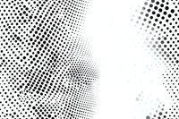 Abstract monochrome halftone pattern with gradient dots creating dynamic wave effect on white background, suitable for modern graphic design and digital art projects.