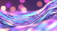 Abstract flowing blue and purple waves with glowing light effects and bokeh background create dynamic motion and energy for modern design projects.