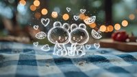 Cute doodle couple drawing on foggy window with bokeh lights in background, romantic atmosphere on blue textile surface with blurred warm glow.
