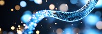 Glowing blue wave with sparkles and bokeh effects on dark background creates magical atmosphere for technology and innovation designs.