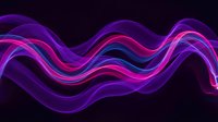 Abstract neon waves flowing in purple pink and blue colors on black background for modern digital design projects.