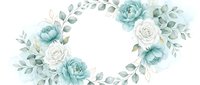 Elegant floral wreath with soft mint and white roses, eucalyptus leaves on transparent background. Wedding invitation, greeting card, branding design.