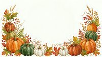 Autumn harvest arrangement with pumpkins, gourds, wheat, and fall foliage on isolated white background, ready for seasonal designs, invitations, and decorative projects.