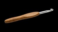 Wooden crochet hook with metal end isolated on transparent background, ready for crafting clipart, sublimation designs, and print-on-demand products.