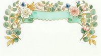 Vintage floral arch frame with roses, eucalyptus, and blue flowers on cream background, isolated design element for invitations and decorative projects.