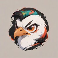 Stylized eagle head mascot with rockabilly hairstyle and fierce expression on gray background, suitable for sports team or gaming logo design.