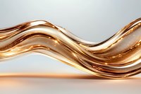 Flowing liquid gold metallic wave creates elegant smooth curves against light background, abstract luxury design element for creative projects.