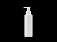 White pump dispenser bottle isolated on transparent background, ready for cosmetic branding mockups, skincare packaging design, print on demand, and product presentation.