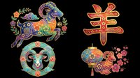 Colorful zodiac animal symbols with ornamental patterns isolated on transparent background, ready for t-shirt design, clipart, stickers, sublimation and print-on-demand projects.