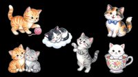 Cute kittens and cats isolated on transparent background, ready for t-shirt designs, stickers, clipart, print-on-demand products and sublimation projects.